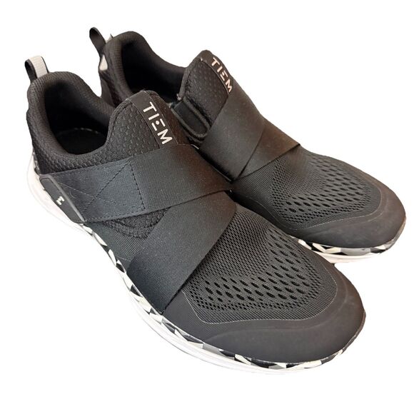 TIEM Slipstream Womens Cycling Shoes Sz 9.5 EU 40.5 Black SPD 2 Bolt Cleats Spin - Picture 1 of 15